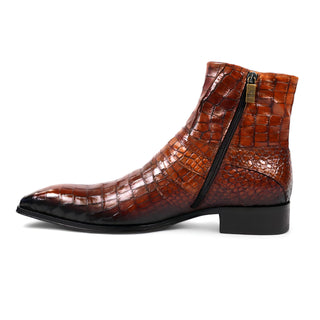 Jo Ghost 2727 BIS Men's Shoes Crocodile Print Calf-Skin Leather Ankle Boots (JG5369)-AmbrogioShoes
