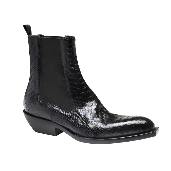 Jo Ghost 2823 Men's Shoes Black Python Pitched Chelsea Boots (JG5333)-AmbrogioShoes