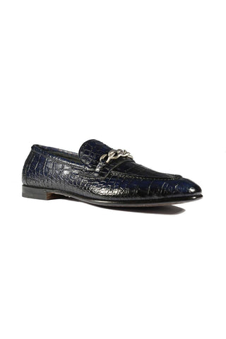 Jo Ghost 2955 Crocodile Embossed Leather Chain Loafers (JG5312)-AmbrogioShoes