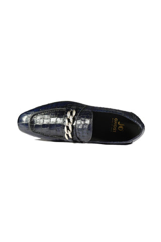 Jo Ghost 2955 Crocodile Embossed Leather Chain Loafers (JG5312)-AmbrogioShoes