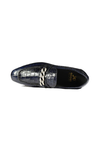 Jo Ghost 2955 Crocodile Print Leather Chain Loafers (JG5312)-AmbrogioShoes