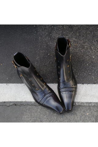 Jo Ghost 3206 Calf-Skin Leather Buckle Boots (JG5318)-AmbrogioShoes