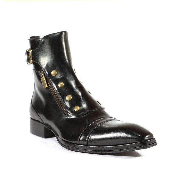 Jo Ghost Italian Mens Shoes Montalcino Nero x Plato Black Leather Boots (JG2103-G)-AmbrogioShoes