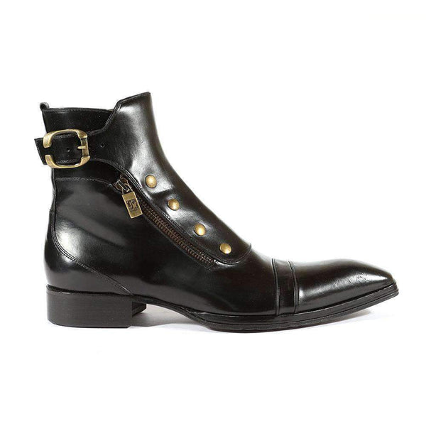 Jo Ghost Italian Mens Shoes Montalcino Nero x Plato Black Leather Boots (JG2103-G)-AmbrogioShoes