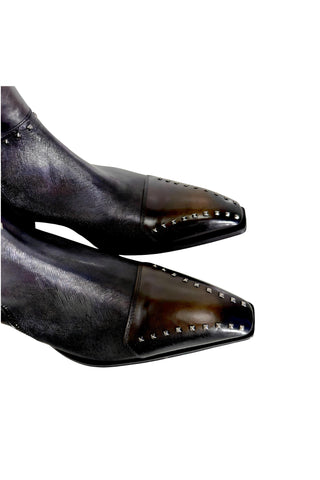 Jo Ghost 3516 Calf-Skin Leather Stud Ankle Boots (JG5325)-AmbrogioShoes