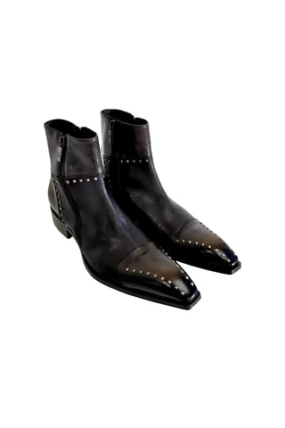 Jo Ghost 3516 Leather Stud Ankle Boot-AmbrogioShoes