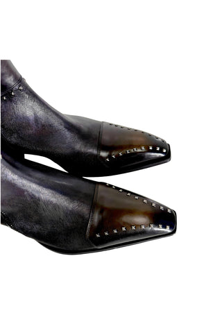 Jo Ghost 3516 Leather Stud Ankle Boot-AmbrogioShoes