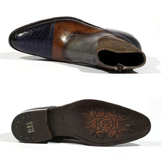 Jo Ghost 4298BIS Men Shoes Lino Sigaro Embossed Patchwork Calf-Skin Leather Boots (JG5143)-AmbrogioShoes