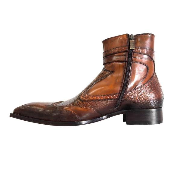Jo Ghost 4764 Men's Shoes Brown Louisiana Crocodile / Lizard Print Leather Boots (JG5323)-AmbrogioShoes