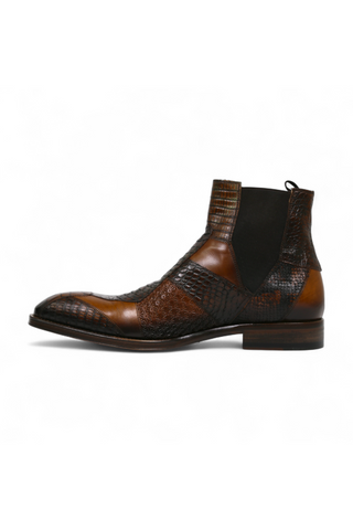 Jo Ghost 4776 Brown Multi Texture Embossed Leather Boots (JG5365)-AmbrogioShoes