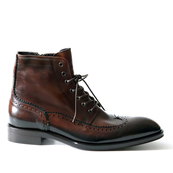 Jo Ghost 4780 Men's Shoes Brown Calf-Skin Leather Wingtip Ankle Boots (JG5345)-AmbrogioShoes