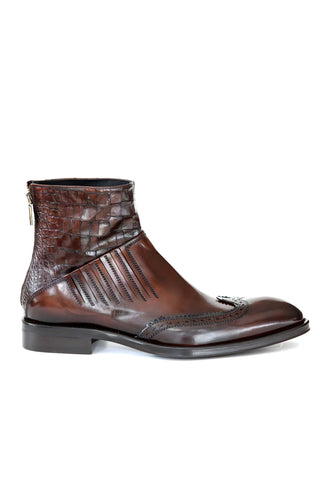 Jo Ghost 4782 Crocodile Embossed / Calf-Skin Leather Ankle Boots (JG5346)-AmbrogioShoes