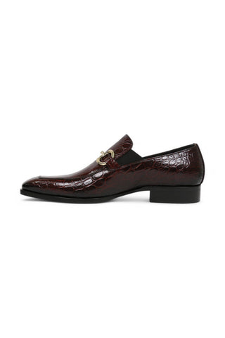 Jo Ghost 4956 Burgundy Crocodile Embossed Leather Horsebit Loafers (JG5368)-AmbrogioShoes