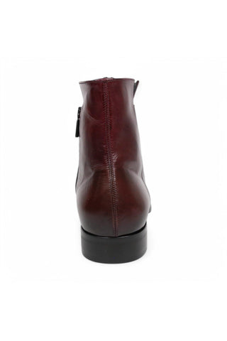 Jo Ghost 4971 Burgundy Flower Print Leather Horsebit Boots (JG5361)-AmbrogioShoes