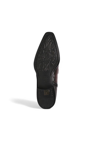 Jo Ghost 4971 Burgundy Flower Print Leather Horsebit Boots (JG5361)-AmbrogioShoes
