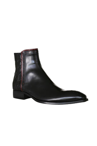 Jo Ghost 4989 Black Crocodile Embossed / Calf-Skin Leather Boots (JG5363)-AmbrogioShoes