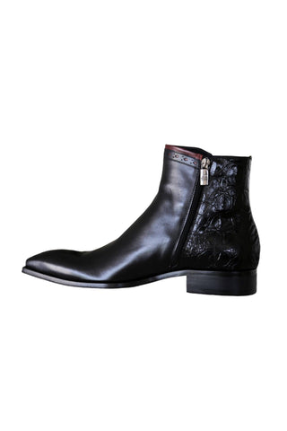 Jo Ghost 4989 Black Crocodile Embossed / Calf-Skin Leather Boots (JG5363)-AmbrogioShoes