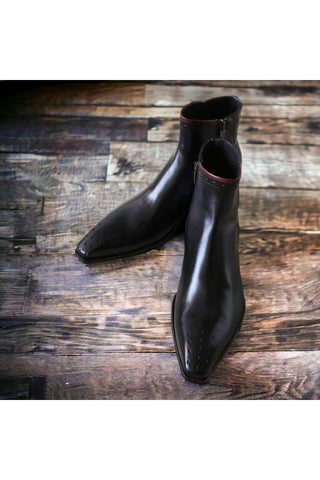 Jo Ghost 4989 Black Crocodile Embossed / Calf-Skin Leather Boots (JG5363)-AmbrogioShoes