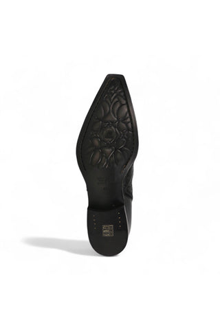 Jo Ghost 4991 Black Texture Print Calf-Skin Leather Multi-Buckle Boots (JG5359)-AmbrogioShoes