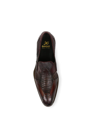 Jo Ghost 4992 Burgundy Multi Texture Embossed Leather Loafers (JG5366)-AmbrogioShoes