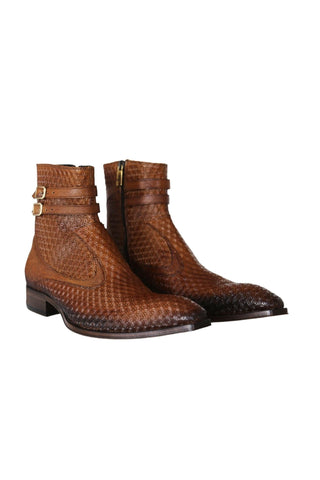 Jo Ghost 4996 Brown Multi Texture Embossed Leather Boots (JG5364)-AmbrogioShoes