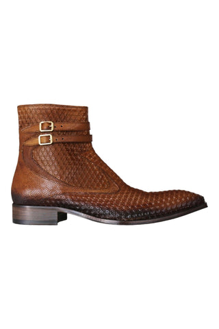 Jo Ghost 4996 Brown Multi Texture Embossed Leather Boots (JG5364)-AmbrogioShoes