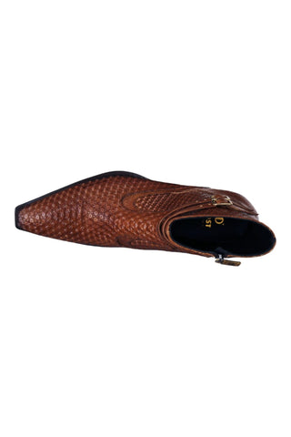 Jo Ghost 4996 Brown Multi Texture Print Leather Boots (JG5364)-AmbrogioShoes