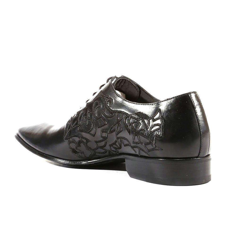 Jo Ghost Mens Shoes Parma Doc Col Nero Embroidered Black Leather Oxfords (JG2201)-AmbrogioShoes