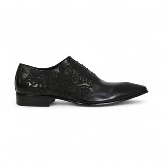 Jo Ghost Men's Designer Shoes Parma Doc Col Nero Embroidered Leather Oxfords (JG2201)-AmbrogioShoes