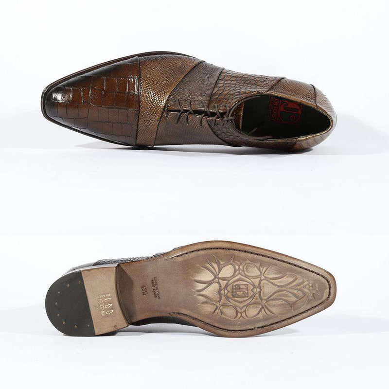 Jo Ghost Mens Italian Shoes Louisiana Reptilis Sigaro Oxfords(JG5124)-AmbrogioShoes