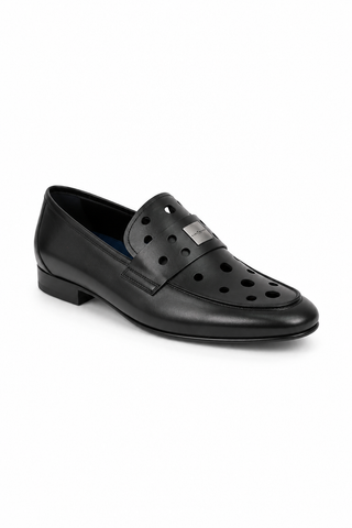 John Richmond 14025 Calf-Skin Leather Perforated Slip-On Loafer (JR1012)-AmbrogioShoes