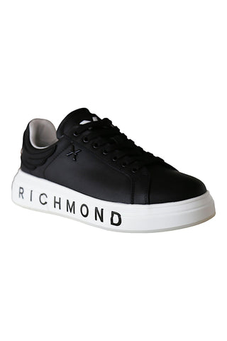 John Richmond 22204/CP Black Calf-Skin Leather Casual Sneakers (JR1000)-AmbrogioShoes