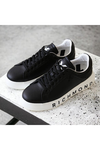 John Richmond 22204/CP Black Calf-Skin Leather Casual Sneakers (JR1000)-AmbrogioShoes