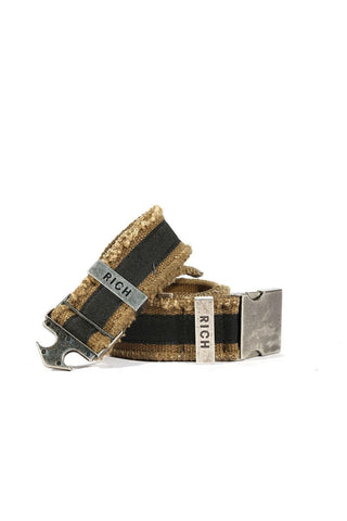 John Richmond Men's Belt Brown/Black Belt Non-Stretch Fabric (JR103)