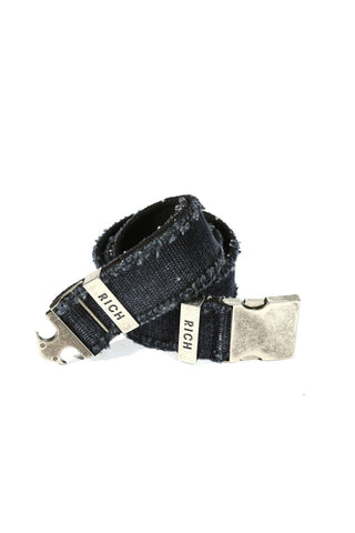 John Richmond Men's Navy Blue Non-Stretch Fabric Belt (JR102)