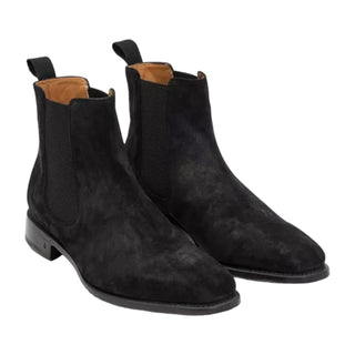 John Varvatos Amsterdam Men's Shoes Black Suede Leather Chelsea Boots (JV1002)-AmbrogioShoes