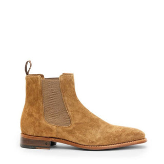 John Varvatos Amsterdam Men's Shoes Mushroom Brown Suede Leather Chelsea Boots (JV1002)-AmbrogioShoes