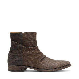 John Varvatos Morrison Men's Shoes Lead Brown Stamped Sheep Leather Sharpei Boots (JV1005)-AmbrogioShoes