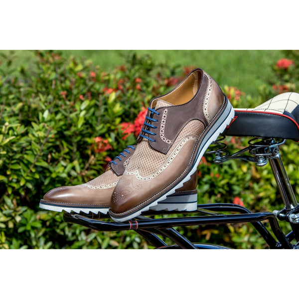 Jose Real Amberes H670 Men's Shoes Beige Nubuck Leather Sport Derby Oxfords (RE2224)-AmbrogioShoes