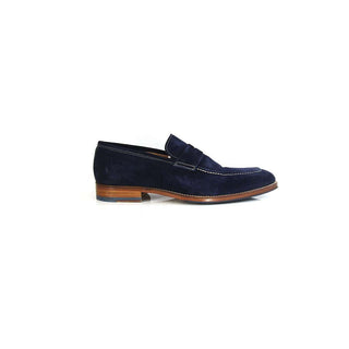 Jose Real Men's Designer Shoes U503 Velour Winter Blue Loafers (JRO1584)