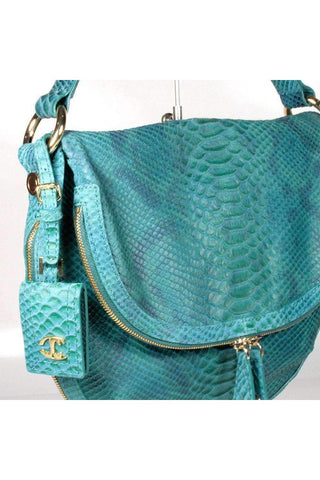 Just Cavalli Handbag Sling/Messenger Snake Print Turquoise (JC195)-AmbrogioShoes