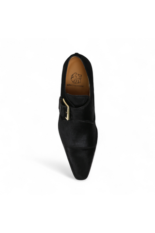 Lowe Valentini Designer Black Pony Gold-Plated Monk-Straps Loafers (LDM01)-AmbrogioShoes