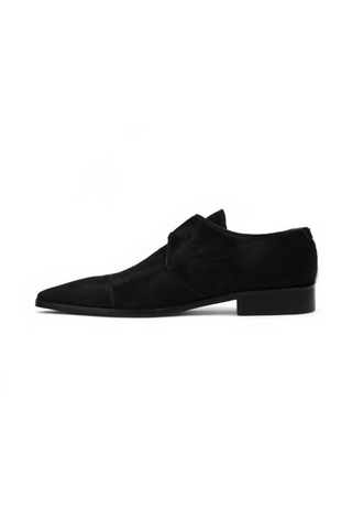 Lowe Valentini Designer Black Pony Gold-Plated Monk-Straps Loafers (LDM01)