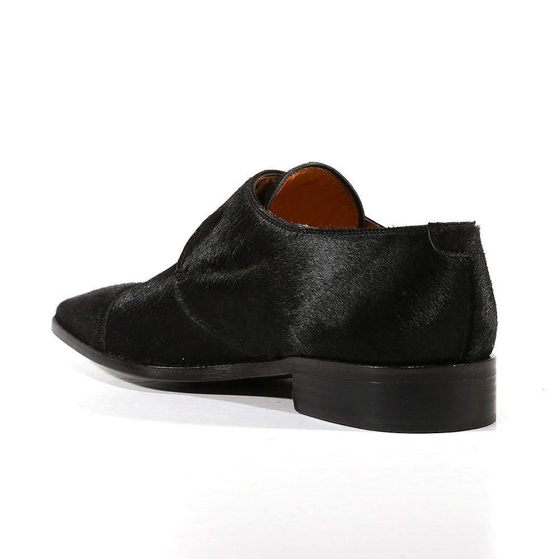 Lowe Valentini Designer Mens Shoes Black Pony Gold-Plated Monk-Straps Loafers (LDM01)-AmbrogioShoes