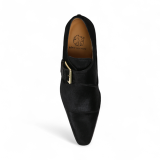 Lowe Valentini Designer Men's Designer Shoes Black Pony Gold-Plated Monk-Straps Loafers (LDM01)-AmbrogioShoes