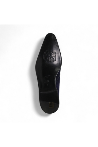 Lowe Valentini Designer Navy Suede Gold-Plated Monk-Straps Loafers (LDM04)
