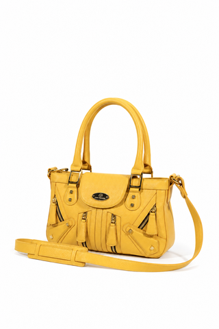 Lowe Valentini Handbag Canary Yellow Deer Skin Leather Satchel (LV2523)