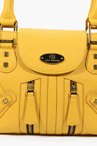 Lowe Valentini Handbag Canary Yellow Deer Skin Leather Satchel (LV2523)