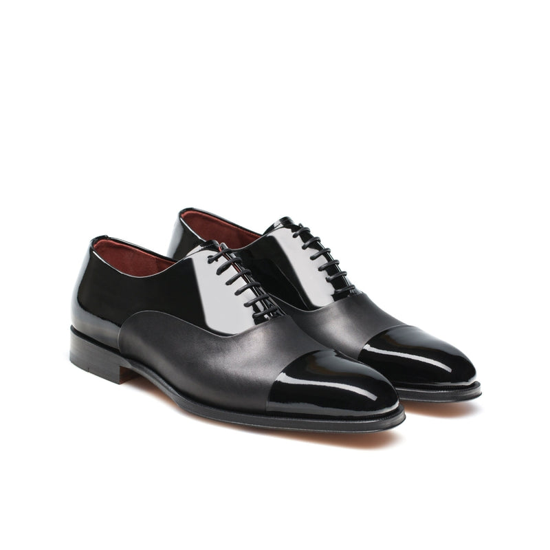 Magnanni 13880 Cesar Men's Shoes Black Patent / Nappa Leather Cap-Toe Oxfords (MAGS1003)-AmbrogioShoes
