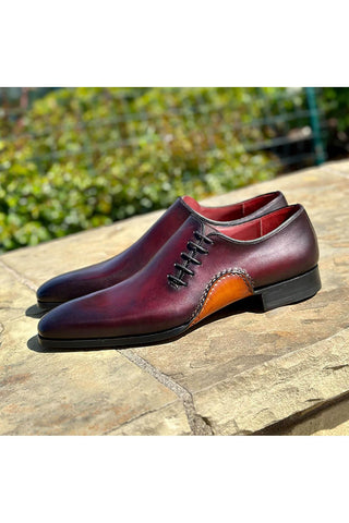 Magnanni 15024 Abrahan Burgundy Calf-Skin Leather Whole-Cut Oxfords (MAGS1129)-AmbrogioShoes